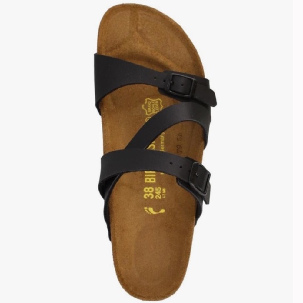 Birkenstock Salina Black Leather Strap Sandals 38
